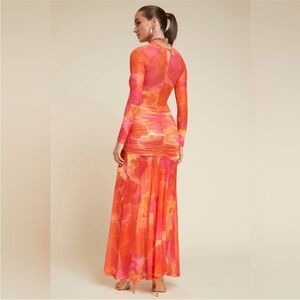 Vibrant Long Sleeve Dress in Orange and Pink